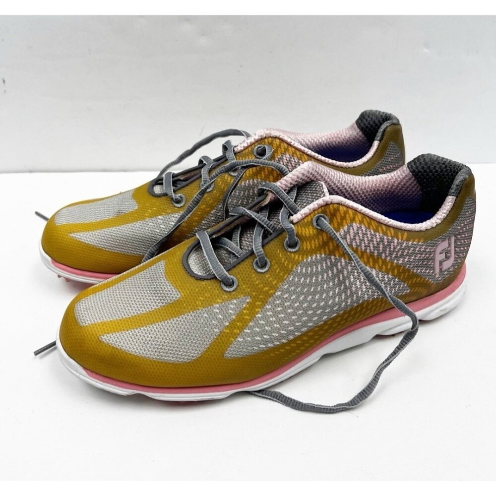 FootJoy Women's FJ 98000 EmPower Pink/Grey/Gold Spikeless Golf Shoes Sz 8 M